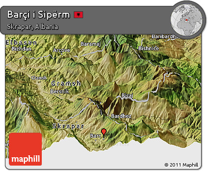 Satellite Panoramic Map of Barçi I Sipërm