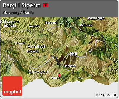 Satellite Panoramic Map of Barçi I Sipërm