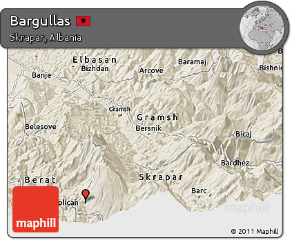 Shaded Relief Panoramic Map of Bargullas