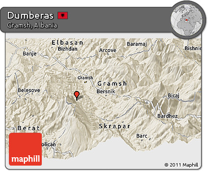 Shaded Relief Panoramic Map of Dumberas