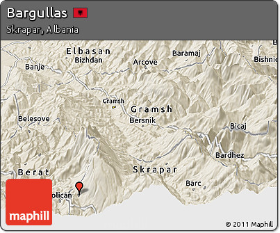 Shaded Relief Panoramic Map of Bargullas