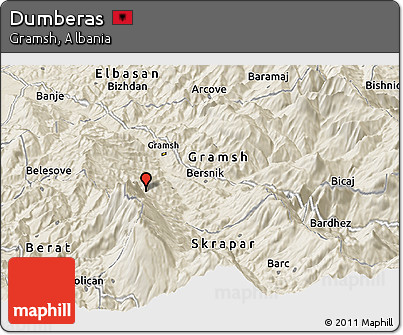 Shaded Relief Panoramic Map of Dumberas