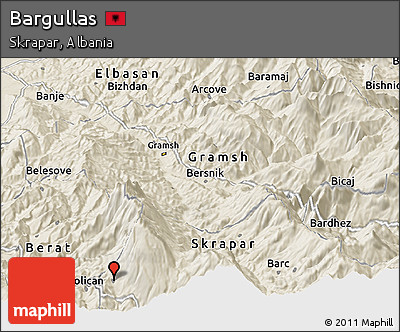 Shaded Relief Panoramic Map of Bargullas