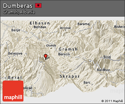 Shaded Relief Panoramic Map of Dumberas
