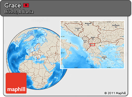Shaded Relief Location Map of Gracë