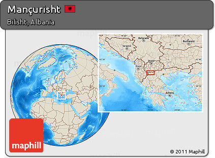 Shaded Relief Location Map of Mançurisht