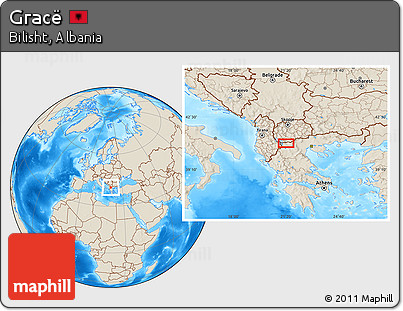 Shaded Relief Location Map of Gracë