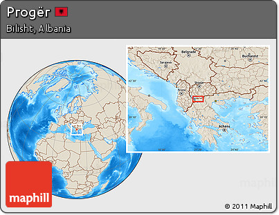 Shaded Relief Location Map of Progër