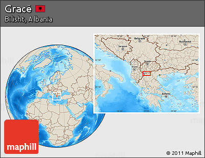 Shaded Relief Location Map of Gracë