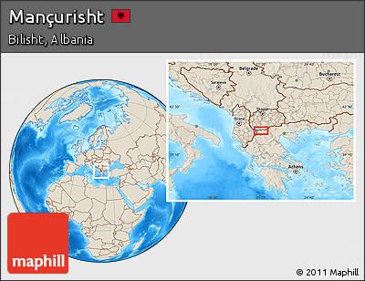 Shaded Relief Location Map of Mançurisht