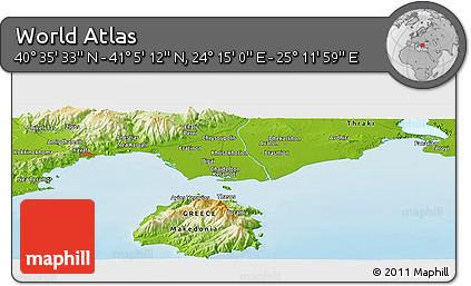 Physical Panoramic Map of the Area around 40° 50' 23" N, 24° 43' 30" E