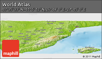 Physical Panoramic Map of the Area around 40° 50' 23" N, 27° 16' 29" E