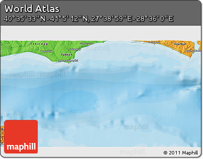 Political 3D Map of the Area around 40° 50' 23" N, 28° 7' 30" E