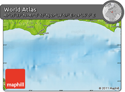Physical Map of the Area around 40° 50' 23" N, 28° 7' 30" E