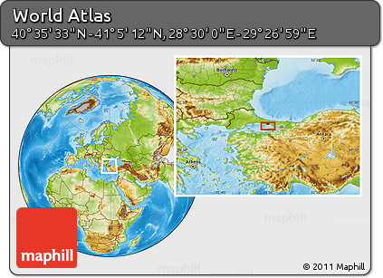 Physical Location Map of the Area around 40° 50' 23" N, 28° 58' 30" E