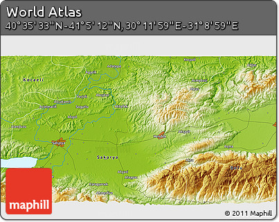 Physical 3D Map of the Area around 40° 50' 23" N, 30° 40' 29" E