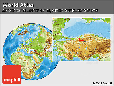 Physical Location Map of the Area around 40° 50' 23" N, 32° 22' 30" E