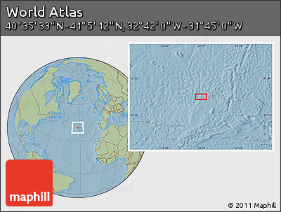 Savanna Style Location Map of the Area around 40° 50' 23" N, 32° 13' 30" W, hill shading