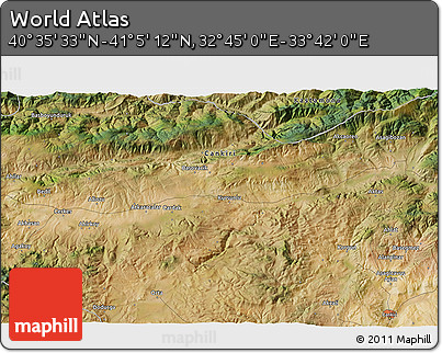 Satellite 3D Map of the Area around 40° 50' 23" N, 33° 13' 30" E