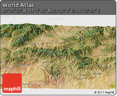 Satellite 3D Map of the Area around 40° 50' 23" N, 34° 4' 30" E