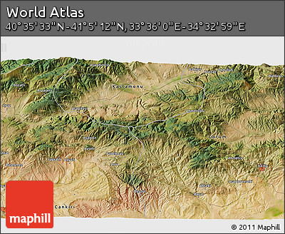 Satellite 3D Map of the Area around 40° 50' 23" N, 34° 4' 30" E