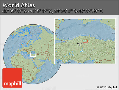Savanna Style Location Map of the Area around 40° 50' 23" N, 34° 4' 30" E, hill shading