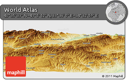 Physical Panoramic Map of the Area around 40° 50' 23" N, 34° 4' 30" E