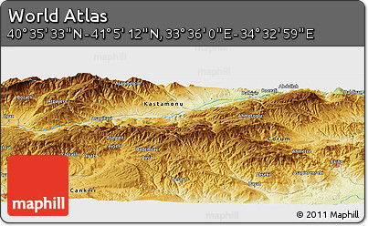 Physical Panoramic Map of the Area around 40° 50' 23" N, 34° 4' 30" E