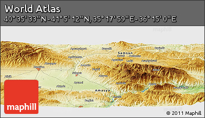 Physical Panoramic Map of the Area around 40° 50' 23" N, 35° 46' 29" E