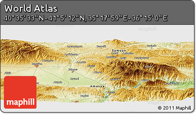 Physical Panoramic Map of the Area around 40° 50' 23" N, 35° 46' 29" E