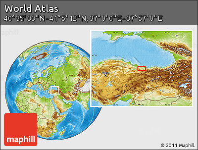 Physical Location Map of the Area around 40° 50' 23" N, 37° 28' 30" E