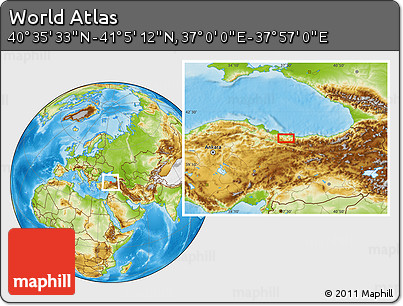 Physical Location Map of the Area around 40° 50' 23" N, 37° 28' 30" E