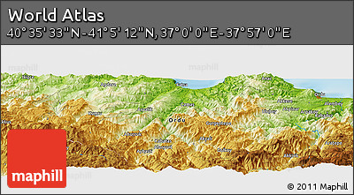 Physical Panoramic Map of the Area around 40° 50' 23" N, 37° 28' 30" E
