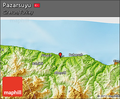 Physical 3D Map of Pazarsuyu