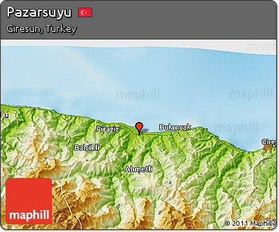 Physical 3D Map of Pazarsuyu