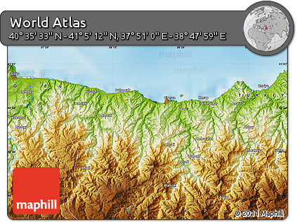 Physical Map of the Area around 40° 50' 23" N, 38° 19' 30" E