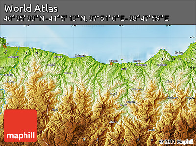 Physical Map of the Area around 40° 50' 23" N, 38° 19' 30" E