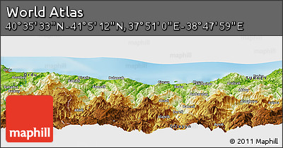 Physical Panoramic Map of the Area around 40° 50' 23" N, 38° 19' 30" E