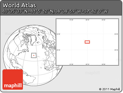 Blank Location Map of the Area around 40° 50' 23" N, 38° 10' 29" W
