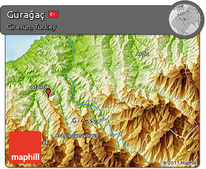 Physical 3D Map of Gürağaç