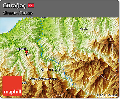 Physical 3D Map of Gürağaç