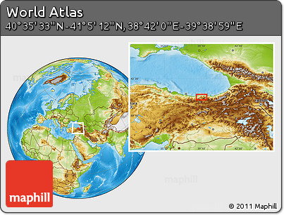 Physical Location Map of the Area around 40° 50' 23" N, 39° 10' 29" E