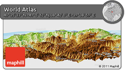 Physical Panoramic Map of the Area around 40° 50' 23" N, 39° 10' 29" E