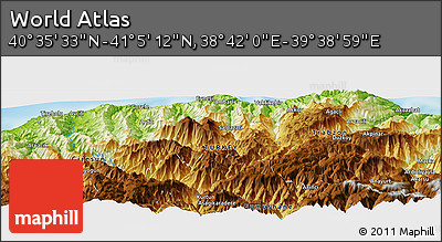 Physical Panoramic Map of the Area around 40° 50' 23" N, 39° 10' 29" E