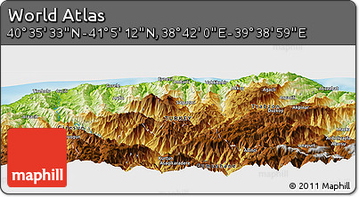 Physical Panoramic Map of the Area around 40° 50' 23" N, 39° 10' 29" E