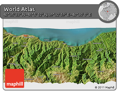Satellite 3D Map of the Area around 40° 50' 23" N, 40° 1' 29" E