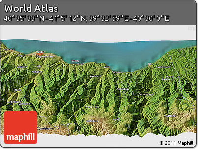 Satellite 3D Map of the Area around 40° 50' 23" N, 40° 1' 29" E