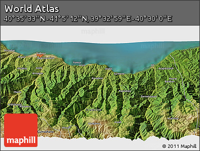 Satellite 3D Map of the Area around 40° 50' 23" N, 40° 1' 29" E