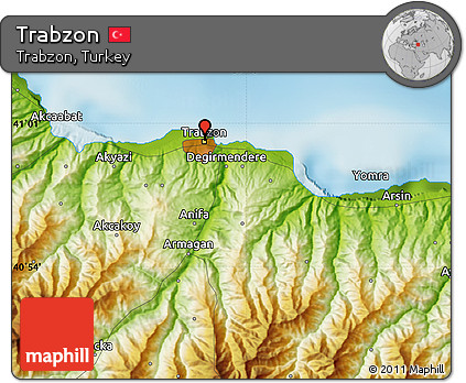 Physical Map of Trabzon