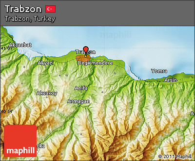 Physical Map of Trabzon